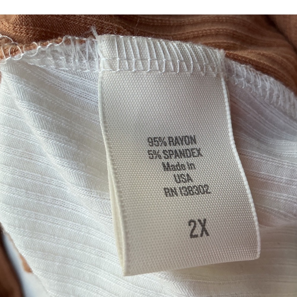 Colorblock Tie Front Top Women's 2 XL Multi Excellent Ribbed‎ Button V-Neck - Picture 5 of 5